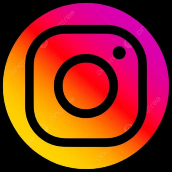 Instagram logo with a vibrant gradient of pink, orange, and yellow on a black background.
